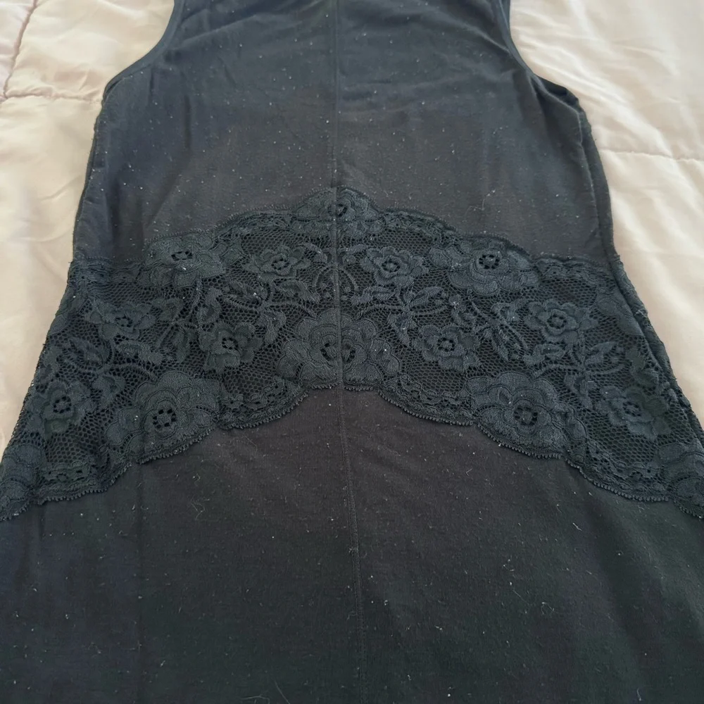 Free People Black lace mixed media hook and eye front Tank Top, size S Petite